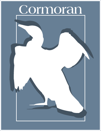 Cormoran emblem — a cormorant bird within a classic frame